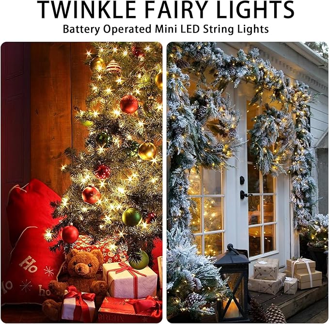 12 Pack Warm White Fairy Lights Battery Operated, 7ft 20 LED Mini String Twinkle Lights for Christmas Halloween Mason Jars Centerpiece Table Decorations (12, Warm White)