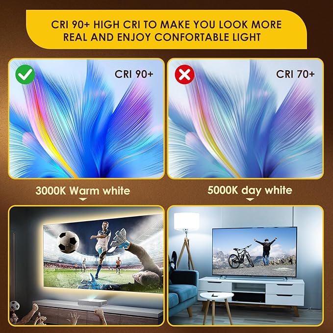 5V 6.56ft USB LED Light Strip, COB LED Strip Lights, High Brightness Tape Lights, Warm White 3000K LED Strip Lights for TV,Cabinet,Kitchen, Living Room and Shelving