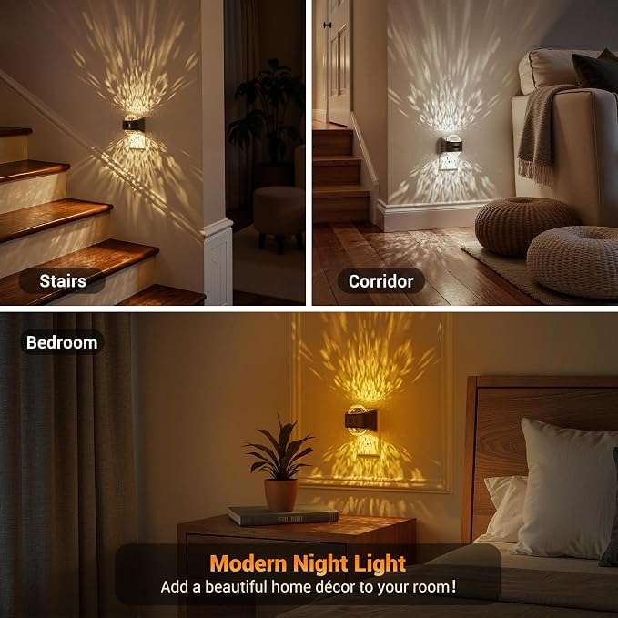 JandCase Motion Sensor Night Light, 3 Color Temperatures | Star Projector Night Light with 180° Rotatable Plug, Automatic Galaxy Nightlight Plug in with Light Sensor for Bathroom