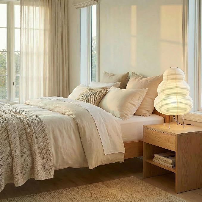 Akari Noguchi Rice Paper Lamp • Japanese Paper Lantern Lamp • Japanese Japandi Floor/Table Lamp for Soft Ambient Lighting (Akari)