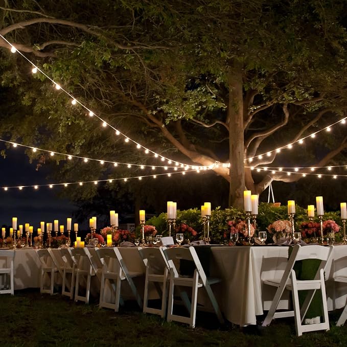 Outdoor String Lights, 105FT Waterproof Patio Lights with 1W Dimmable LED Bulbs, Hanging String Lights for Outdoor Backyard, Garden, Deck, Porch, Gazebo, Balcony, Camping, Party(White)