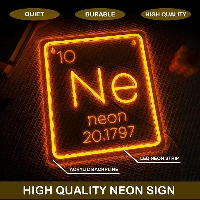 Ne Neon Sign Science Classroom Decor Chemistry class Periodic Table Signs Adjustable Brightness Student LED Neon Lights Light Up Colorful Neon Signs Suitable for Classroom Science Labs