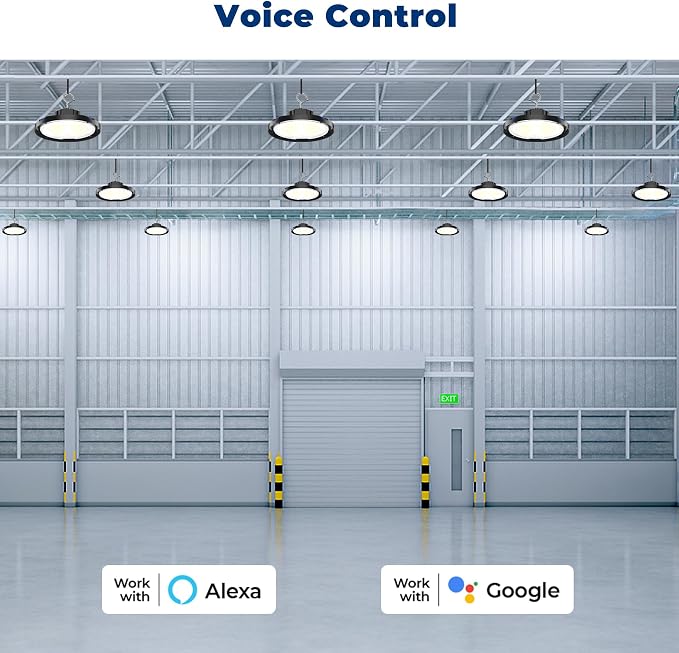 CINOTON Smart 210W 29400LM UFO LED High Bay Shop Light, ETL Listed 1 Pack | Remote/APP/Alexa Control, 120-270V US Plug 2700K-6500K 1-100% Brightness Stepless Dimm Aluminum Fixture for Garage Auto Shop