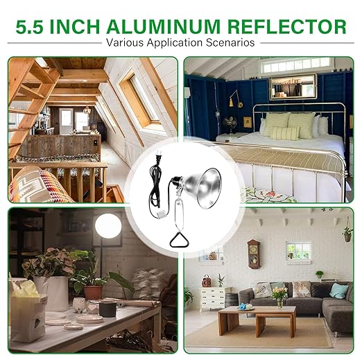 Simple Deluxe Clamp Lamp Light Socket with 5.5 Inch Aluminum Reflector, Suit for Max 60 Watt Lamp (No Bulb Included) with 18/2-Gauge 6 Feet Cord, 2-Pack