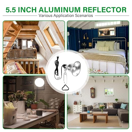 Simple Deluxe Clamp Lamp Light Socket with 5.5 Inch Aluminum Reflector, Suit for Max 60 Watt Lamp (No Bulb Included) with 18/2-Gauge 6 Feet Cord, 1-Pack