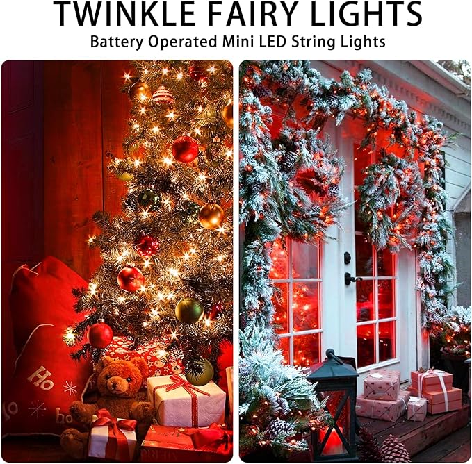 8 Pack Orange Fairy Lights Battery Operated, 7ft 20 LED Mini String Twinkle Lights for Christmas Halloween Mason Jars Centerpiece Table Decorations (8, Orange)