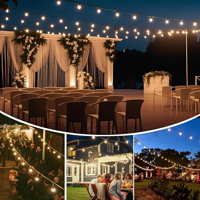 Yusist 120FT Solar String Lights Outdoor Waterproof with Remote, G40 Solar Powered String Lights with 40+2 LED Shatterproof Bulbs, Dimmable Solar Patio Hanging Lights for Outside Backyard Party