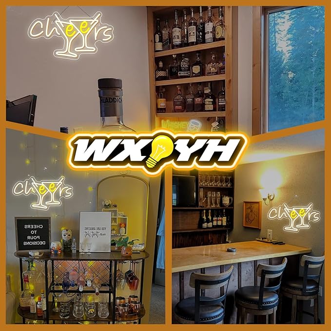 WX&YH Cheers Neon Sign Cocktails Bar Led Sign Cheers Neon Signs for Wall Decor Cocktails Glass Neon Lights Signs for Home Pub Party Club Restaurant Shop Bar Lights Decor Gifts