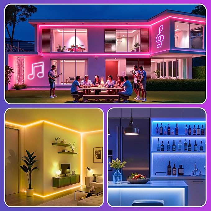 RIYO Neon Rope Lights, 150Ft RGB LED Strip Lights - App & Remote Control, Music Sync, IP67 Waterproof, Flexible Cuttable Neon Lights for Bedroom, Gaming, Party, Outdoor Decor, Multiple Modes