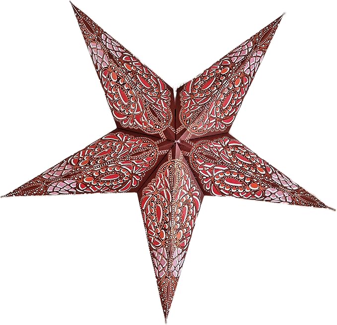 Lantern Lampshade Paper Star Light Shades Large 60cm Star Hanging Decorations for Christmas Wedding Home Decoration Birthday Party (Glitter Brown, Pink, Red)