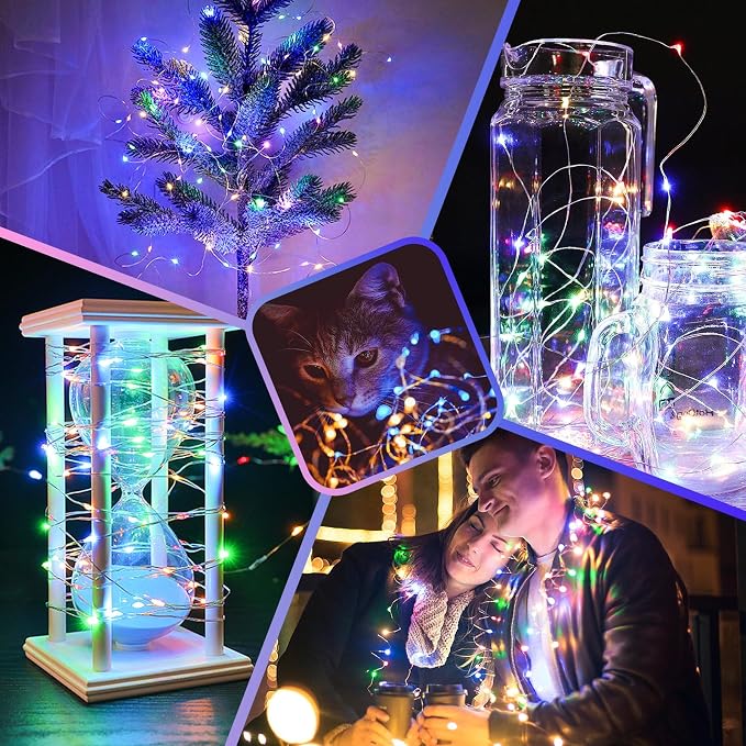 4 Pack 33FT 100 LED Fairy Lights Battery Operated with Timer & Remote, Waterproof Twinkle Lights Indoor Outdoor, 8 Modes Fairy String Lights for Bedroom Classroom DIY Wedding Decorations, Multicolor