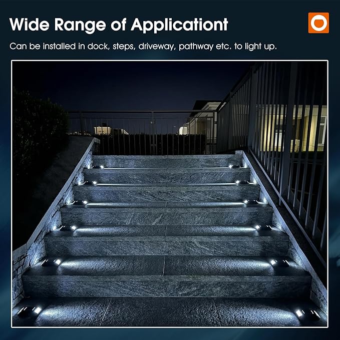 addlon Solar Dock Lights Marine 1 Pack, 2CCT Outdoor Driveway Marker Deck Lights, IP67 Waterproof, Solar Powered Deck Light for Pathway Warning Step Sidewalk Patio, Warm White & Cool White, FCC