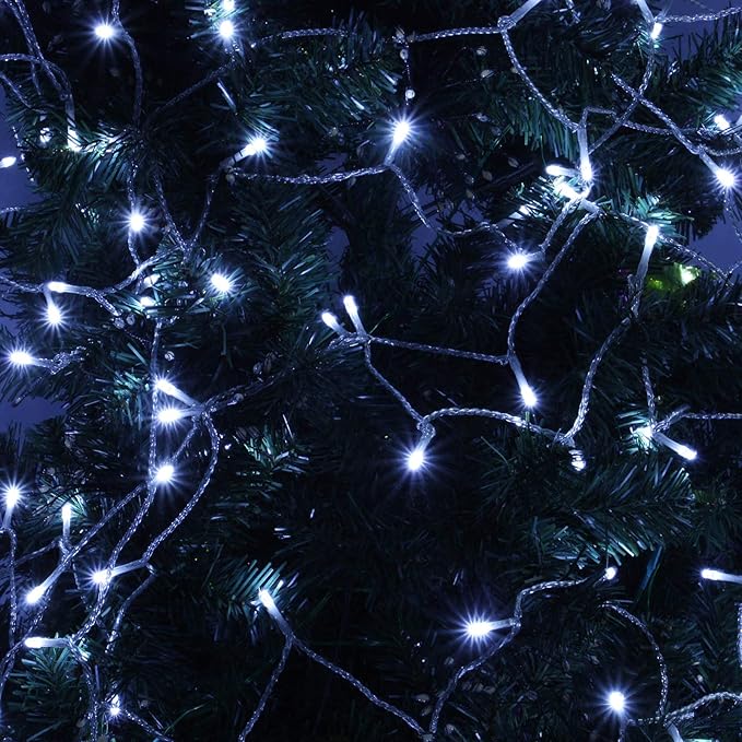 500 LED String Lights, 180FT Super-Long Christmas Lights Outdoor Indoor | Cool White, 13 Modes, Timer, Clear Wire Waterproof Twinkle Fairy Lights Plug in for Bedroom Classroom Patio Xmas Tree Decor