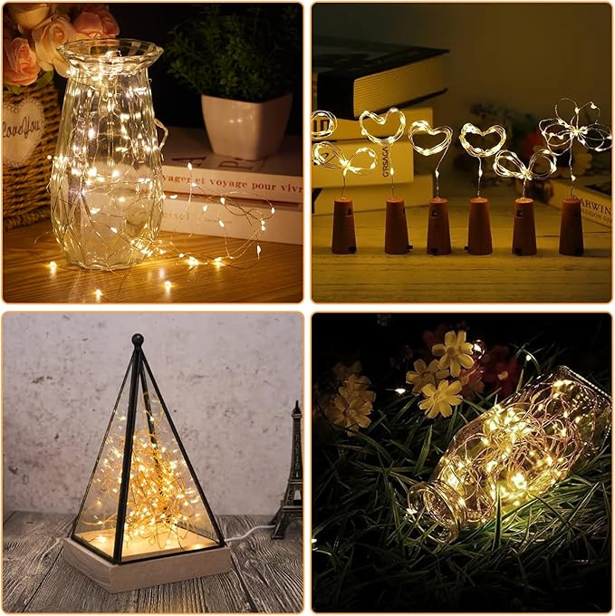 Bexdir 12 Pack Fairy Lights Battery Operated String Lights,7FT 20LED Waterproof Silver Wire Christmas Lights Outdoor,Firefly Mini Lights for Bedroom Party Birthday Wedding Home Decor