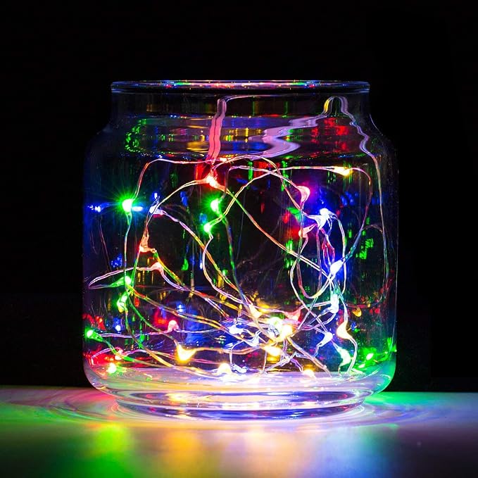 8 Pack LED Fairy Lights Battery Operated 20FT 60 LEDs Silver Wire String Lights Twinkle Lights Starry Fairy Lights for Bedroom Christmas Wedding Party Indoor Outdoor Decorations, Multicolor