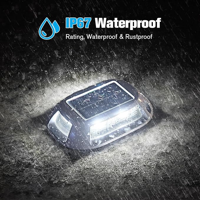 VOLISUN Solar Driveway Lights Dock Deck Lights 16 Pack,9 Colors in 1 Led IP67 Waterproof Outdoor Warning Step Lights for Driveway Sidewalk Pathway RGB