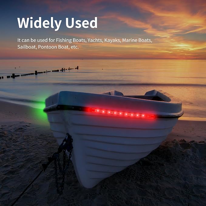 RVZONE Boat Navigation Lights, Navigation Lighting For Boats Led, Marine Lighting For Night Fishing, Boat Red and Green Bow Lights, Deck Lights for Marine, Yacht, Kayak, BassBoat, Pontoon