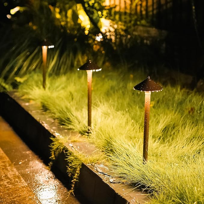 Malibu Low Voltage Pathway Lights, 10W Pro Style Halogen Landscape Lighting, 2Pack 2700K Warm White Path Light, 12V AC Bronze Outdoor Walkway Lights for Yard Garden 8308-9103