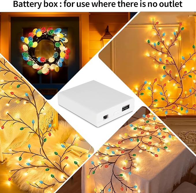 7.5FT 144LED Easter Egg Tree Branch Lights for Wall Decor, USB Battery Box | USB Easter Egg Enchanted Tree Branch Lights for Easter Wall Decor with Remote Timer,8 Light Model USB Battery Box