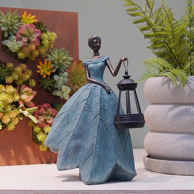 Guichifun Fairy Statues Garden Decor with Solar Lights Gifts for Women | Resin Garden Statues, Outdoor Decor, Patio Yard Lawn Decor, Housewarming Gardening Gifts for Mom, 7.4 x 5.3 x 12 Inch