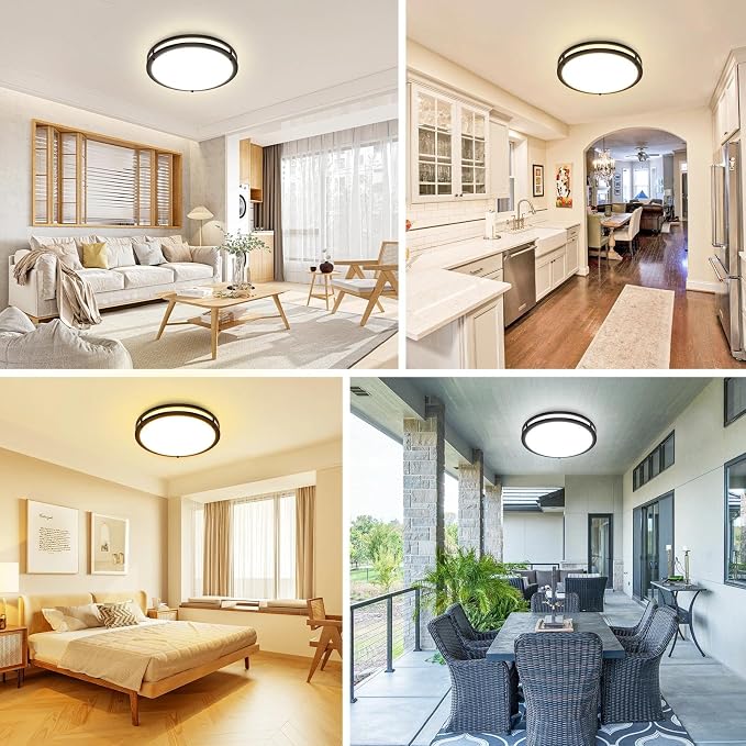 libtit 10-Inch Flush Mount Ceiling Lights, Dimmable 3000K-6500K Adjustable LED Ceiling Light, 18W Round Slim Light Fixture, Oil Rubbed Bronze for Kitchen, Bedroom, Bathroom, Hallway- ETL Listed