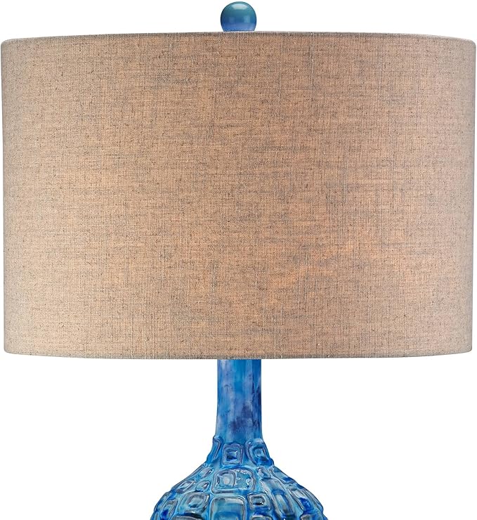 Possini Euro Design 36" Tall Large Mid Century Modern Farmhouse Rustic Coastal End Table Lamps Set of 2 Teal Blue Ceramic Living Room Bedroom Bedside Nightstand House Office Home Reading Tan Shade