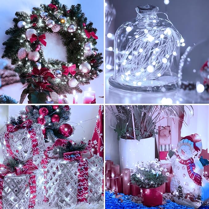 10 Pack Fairy Lights Battery Operated - 7ft 20 Led Twinkle Lights 3 Modes, Bulk Mini String Lights Waterproof for Mason Jars Vases DIY Party Wedding Decoration Christmas -Cool White