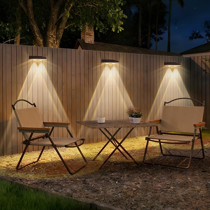 Solar Fence Lights 3 Color Temperatures(3000K/4500K/6000K) Dusk to Dawn Solar Deck Light with ON/Off Push Switch Waterproof Solar Wall Lights for Outside/Backyard/Step/Patio/Pool, 12PACK