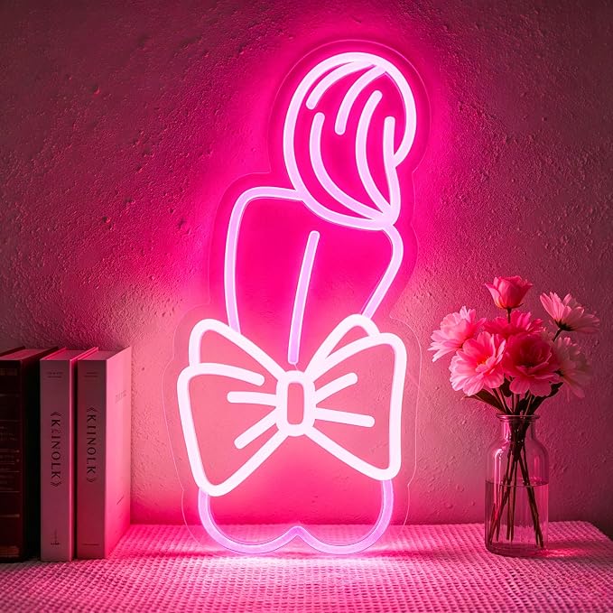 Neon Sign, Lady Neon Signs for Wall Decor LED Signs Neon Light | Lady Neon Signs for Bedroom, Girls Room, Beauty Room, Bathroom, Salon, Party, Bar, Home Decor, Pink Decor, Gift, USB Powered