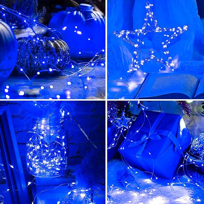 1Pack USB Plug in Fairy String Lights,16ft 50 LED Copper with Remote and Timer, 8 Modes Waterproof Twinkle String Lights Battery Powered for Bedroom Indoor Party Wedding Christmas Decoration