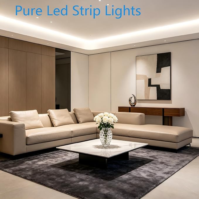 RadiantFlux 5000K LED Strip Lights, Sunlight 10Ft Dimmable Tape Light | Power Saving,Dimmable,Easy to Install,High Brightness,Safe Voltage,Cuttable,