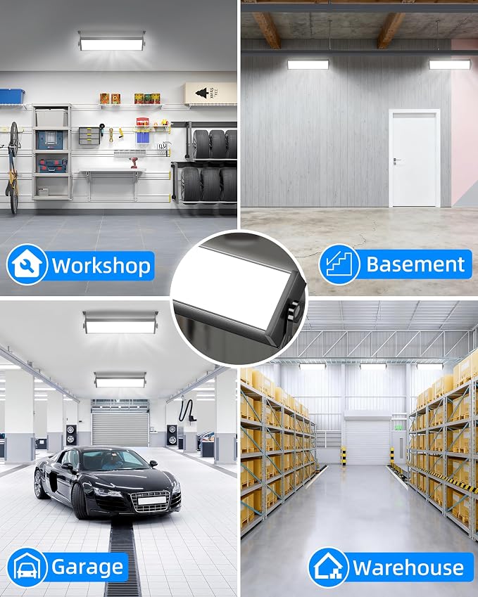 1 Pack 100W LED Shop Light, 12000LM 5000K Daylight | 6FT Cord & On/Off Switch, IP40, 180° Adjustable, Plug in Work Light, For Workbench Workshop Garage Warehouses Basement Yard