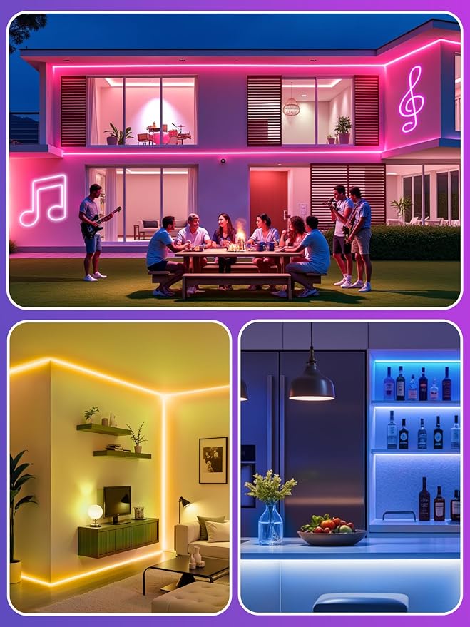 RIYO 20FT Neon Rope Lights App Remote Music Sync for Indoor Decor | IP67 Waterproof, Flexible Neon Lights for Bedroom, Gaming, Party, Outdoor Decor, Multiple Modes