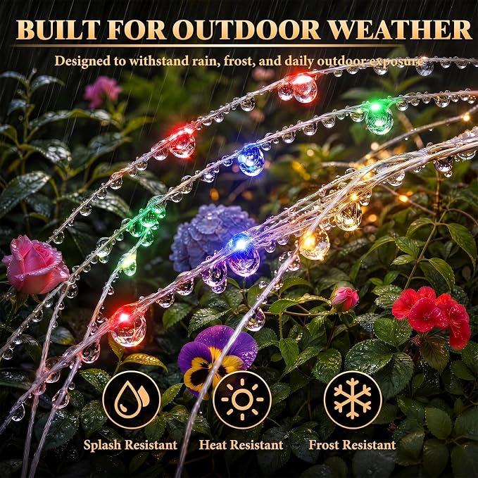 Solar Firework Lights Outdoor 4 Pack, 120LED Solar Starburst Garden Lights with 8 Modes, Waterproof Decorative Sparkle Light for Backyard, Garden, Patio Lawn Landscape & Halloween Decor