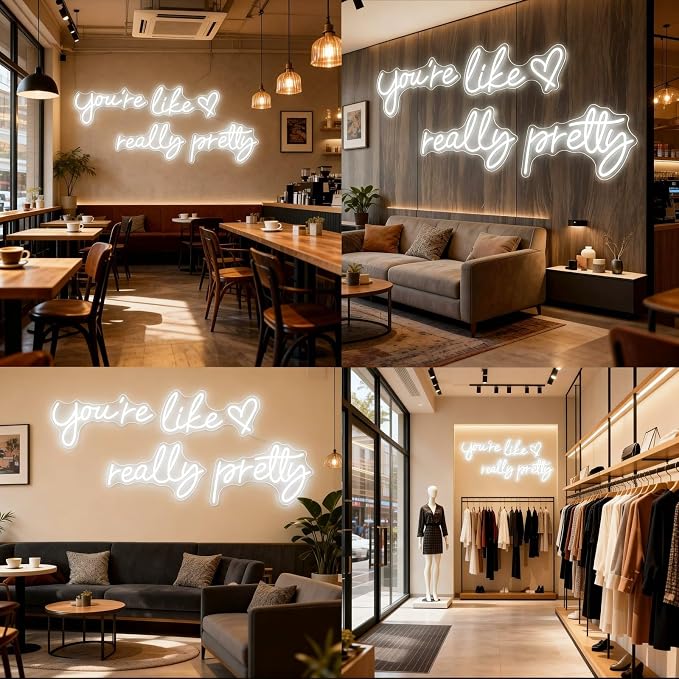 You're Like Really Pretty Neon Sign for Wall Decor (Warm White, 88.2in) | Super Large Style Neon Signs, Light Up Sign for Wedding, Engagement, Adapter Powered Led Neon Signs for Bedroom Decor