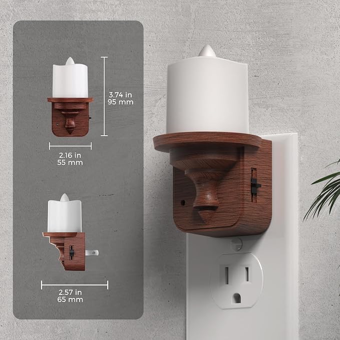 L LOHAS LED Night Light, 2 Pack Flameless Candle Night Light Plug in | Dusk to Dawn Sensor, 0-100LM Dimmable Nightlight, 3000K Soft White, Vintage Decorative Night Lights for Hallway Bathroom