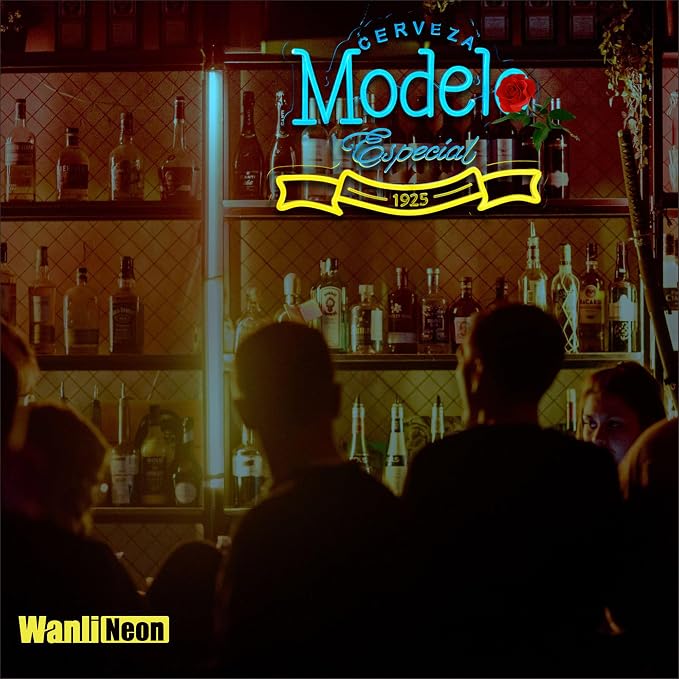 Model Neon Sign for Wall Decor, Beer Bar Dimmable LED Lights Signs for Man Cave Bedroom Home Shop Pub Bistro Party Hotel Game Room Decor Gifts, USB Powered
