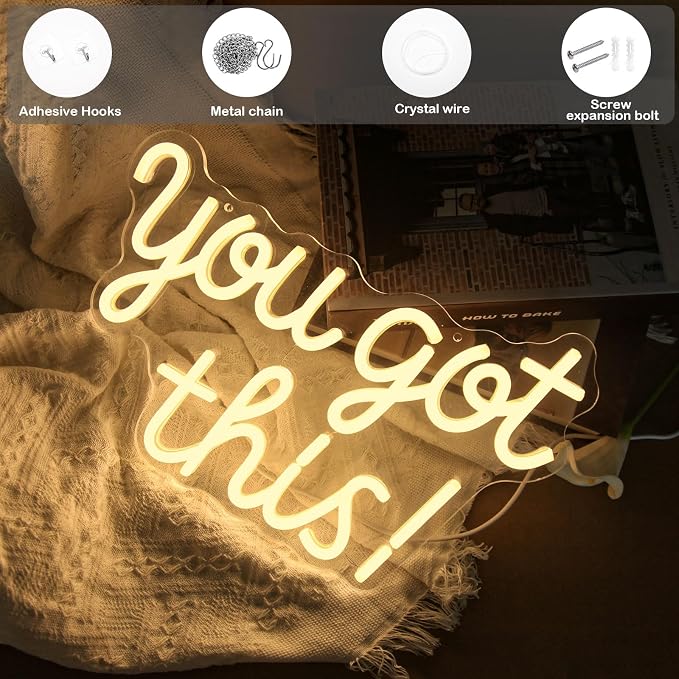 You Got This Neon Sign Dimmable LED Neon Light for Wall Decor | Inspirational You Got This Sign Lights for Home, Bedroom, Office, Student Dorm, Classroom, Party Decor& Motivational Gift