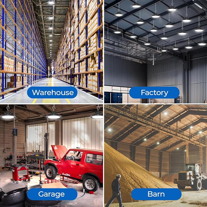 CINOTON 210W UFO LED High Bay Light, Aluminum LED Shop Lights with 31500LM, 5000K Commercial Bay Lighting for Warehouse Garage Workshop Factory, 6' Cable & Safety Rope, ETL Listed 2 Pack