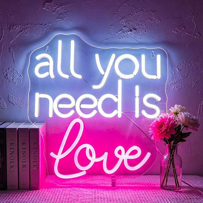 Neon Sign, Neon Signs for Wall Decor LED Signs Neon Light | All You Need is Love Neon Sign, Wedding Party Backdrop Wall Decor, Valentine's Day, Business, Home Decor, Gift, USB Powered