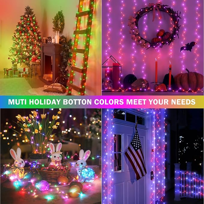 100FT 300LEDs Fairy Lights Plug in, 30V 24 RGB Colors+Warm White Color Changing Twinkle Lights, 150 Lighting Modes Timer String Light with Remote for Indoor Outdoor Festival DIY Decor