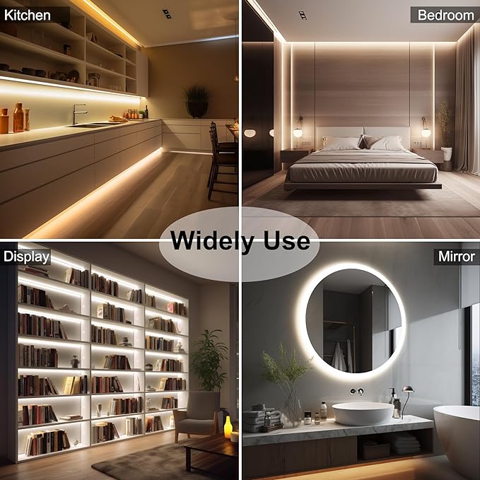CCT COB LED Strip Lights,24.6ft Dimmable 2700K-6500K 24V Tunable White LED Light Strip Kit, High Density CRI 90+ LED Strips with Remote Controller and Power Supply, for Bedroom Kitchen Home Lighting