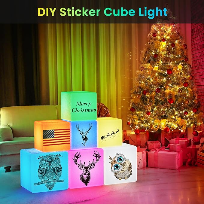 LOFTEK 16-Inch Rechargeable LED Cube Chair Light, 16 RGB Colors Glow Cube Seat w/Remote, Waterproof LED Cube Table, Color Changing Cubes Floor Lamp, Home Bedroom Patio Party Decorative Lighting