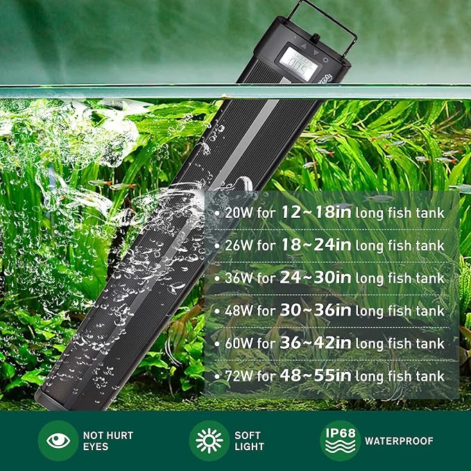 hygger Aquarium Programmable LED Light, for 18~24in Long Full Spectrum Plant Fish Tank Light with LCD Setting Display, 7 Colors, Sunrise Sunset Moon and DIY Mode, for Novices Advanced Players