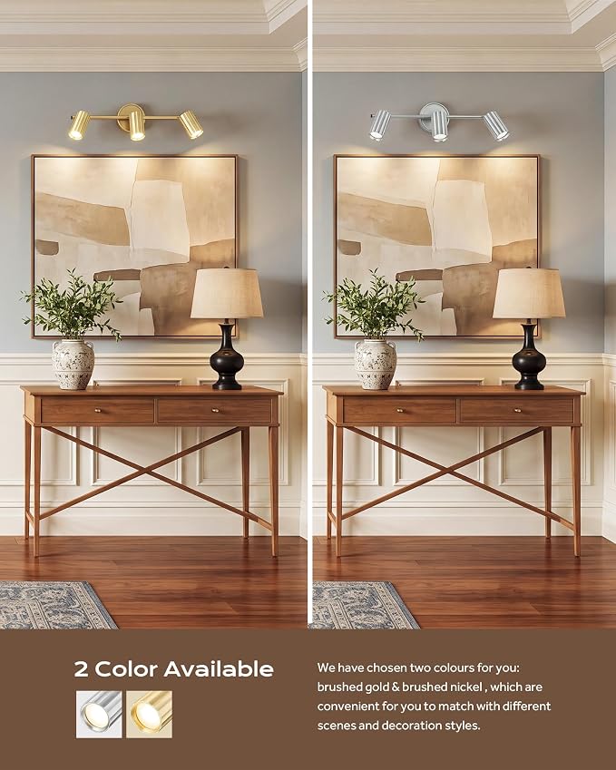 FEMILA Brushed Gold Track Lighting Fixtures Ceiling | 16.9" ribbed track light with 3 GU10 bulbs for kitchens, dining rooms and hallways