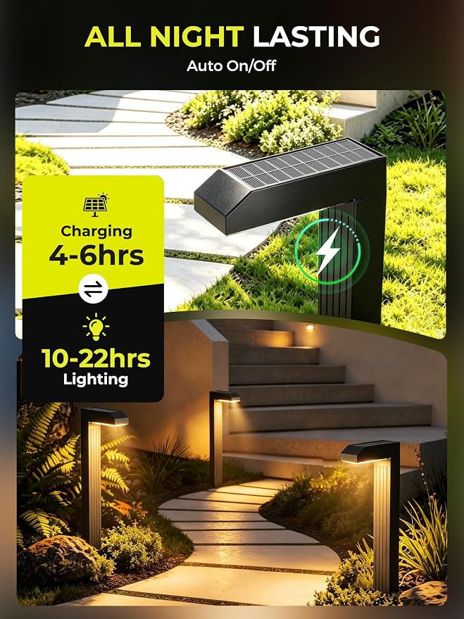 COXSENI Solar Pathway Lights Outdoor,3 Color Temperatures,20 LEDs,6 Pack | Clear Tempered Glass Solar Panel,IP65 Waterproof,Bright Led Landscape Lighting,Yard,Walkway,Driveway,Patio,Lawn,Auto On Off