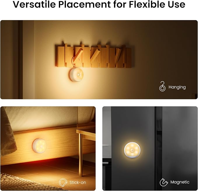 YEELIGHT Night Light, Motion Sensor NightLights for Kids, USB-C Rechargeable Magnetic with Auto Dusk to Dawn&Warm White, Nursery Night Light, LED Closet Light for Bedroom, Hallway, Stairs, Under Bed