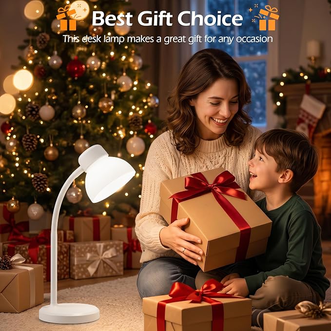 Desk Lamps for Home Office,Small LED Reading Lamp,5000K Eye-Care Desk Light | Desk Lamps for College Dorm, Kids Study Table, Bedroom , Flexible Gooseneck, Compact Small Table Lamp, Space-Saving Design