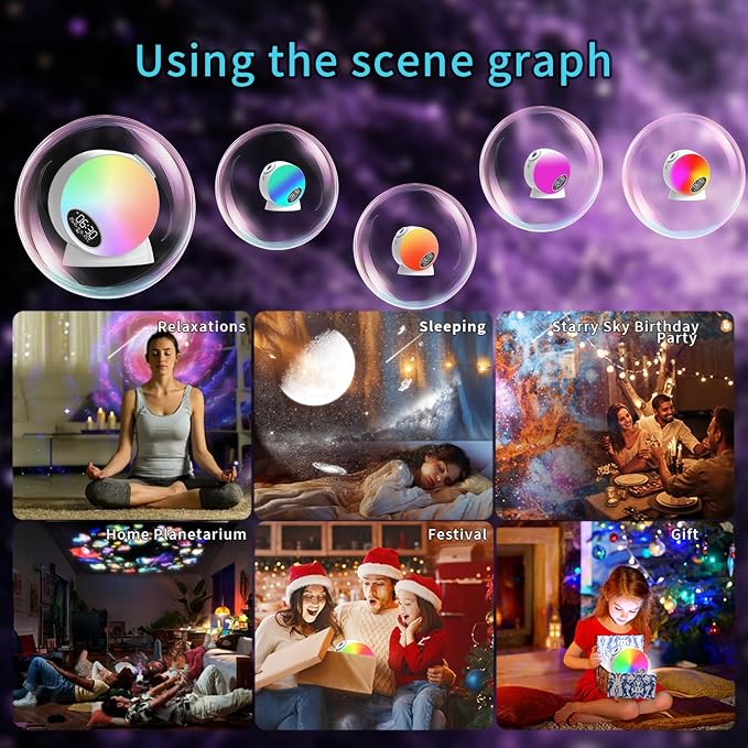 Galaxy Projector Pro for Bedroom,13 in 1 Planetarium Star Projector with Atmosphere Light,Bluetooth Speaker & White Noise,Remote,Timer,Alarm Clock,Space Galaxy Lamp for Kids Gifts Home Decor