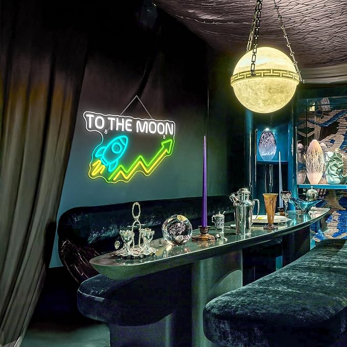Stock Neon Sign Day Trading Accessories Stock Market Decor for Game Room Neon Light To The Neon Desk Setup Crypto Ticker Display Green Candle LED Light Sign Finance Gifts for Man Day Traders